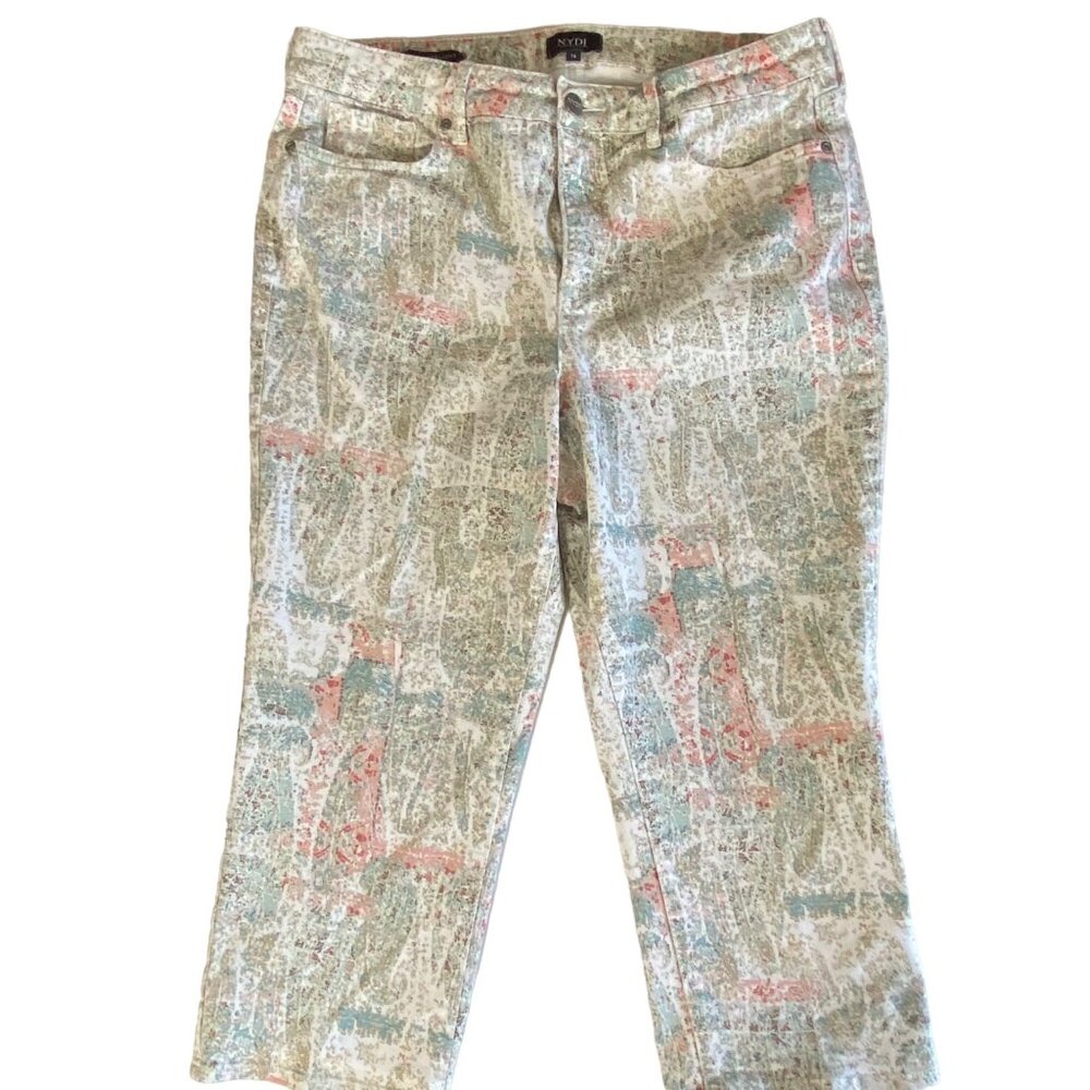 NYDJ Womens Printed Capri Pants Size 14 Multicolor